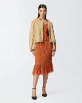 Top georgette arricciata con pizzo - | Pinko