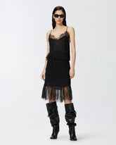 Top georgette arricciata con pizzo - | Pinko