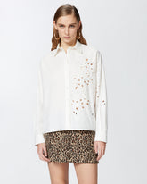 Camicia con ricamo sangallo e cristalli - | Pinko