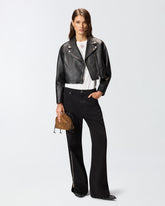 Jeans gamba ampia con zip laterali - | Pinko