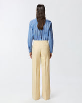 Pantaloni con piega in lino stretch - | Pinko