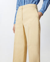 Pantaloni con piega in lino stretch - | Pinko