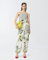 Pantaloni ampi a fiori con vita alta - | Pinko