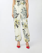 Pantaloni ampi a fiori con vita alta - | Pinko