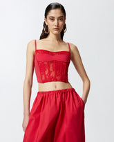 Bustino in pizzo con spalline sottili - | Pinko