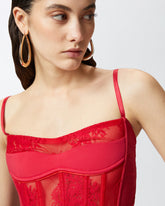 Bustino in pizzo con spalline sottili - | Pinko