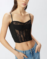 Bustino in pizzo con spalline sottili - | Pinko