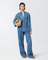 Blusa denim stampa bandana scollo a V - | Pinko