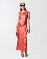 Vestito in satin con laccetto laterale - | Pinko
