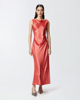 Vestito in satin con laccetto laterale - | Pinko