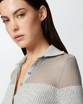 Maglia polo a maniche lunghe a costine - | Pinko