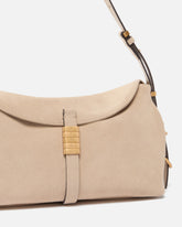 Borsa a spalla media Saddle Bag Baguette in suede - Beige | Pinko