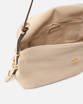 Borsa a spalla media Saddle Bag Baguette in suede - Beige | Pinko