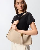 Borsa a spalla media Saddle Bag Baguette in suede - | Pinko
