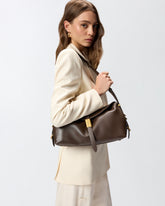Borsa a spalla Saddle Bag media in pelle - Marrone | Pinko