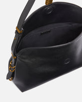 Średnia skórzana torebka na ramię Saddle Bag - Czarny | Pinko