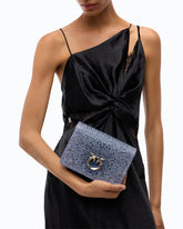 Borsa a tracolla Mini Love Bag Click in pelle e microfibra full strass PINKO Galleria - Trasparente | Pinko