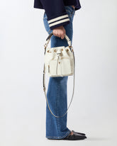 Small leather Cargo Bucket Bag with braiding - | Pinko