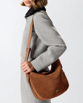 Bolso de hombro hobo mediano de ante con logotipo Love Birds - | Pinko