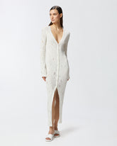 Abito lungo cardigan in maglia leggera con rotture - | Pinko