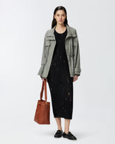 Vestito lungo in maglia leggera con rotture - | Pinko