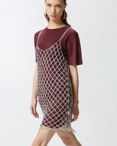 Abito t-shirt corto combinato con vestitino paillettes - | Pinko