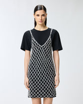 Abito t-shirt corto combinato con vestitino paillettes - | Pinko