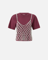 T-shirt con top mini paillettes abbinato - | Pinko
