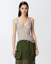 Canottierina trasparente in maglia - | Pinko