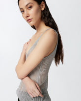 Canottierina trasparente in maglia - | Pinko