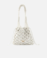 Borsa a spalla piccola con micro strass - Argento | Pinko