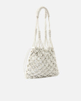 Borsa a spalla piccola con micro strass - Argento | Pinko