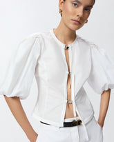 Blusa in cotone con fibbie in metallo - | Pinko