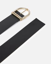 Cintura alta in pelle e nappa 6cm con maxi fibbia - | Pinko