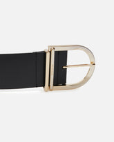 Cintura alta in pelle e nappa 6cm con maxi fibbia - | Pinko
