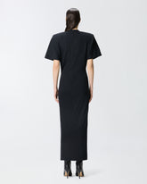 Abito lungo a t-shirt con spalle imbottite - | Pinko