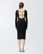 Vestito aderente in pizzo con schiena scoperta - | Pinko