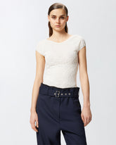 Maglia maniche corte aderente in pizzo - | Pinko