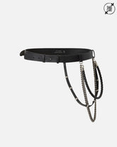 Cintura in cuoio con catenine e cinturini 3cm - | Pinko