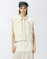 Gilet smanicato workwear in cotone con tasche - | Pinko