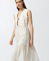 Abito lungo in cotone con gilet smanicato utility - | Pinko