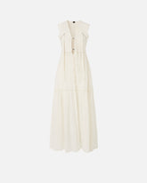 Abito lungo in cotone con gilet smanicato utility - | Pinko