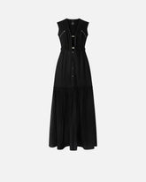 Abito lungo in cotone con gilet smanicato utility - | Pinko