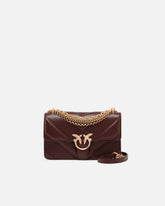 Τσάντα ώμου Mini Love Bag One από δέρμα και nappa με σχέδιο ζιγκ-ζαγκ και τριπλή αλυσίδα - Κόκκινο | Pinko