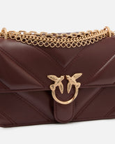 Borsa a spalla Mini Love Bag One in pelle e nappa chevron con tripla catena - | Pinko