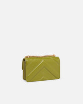 Τσάντα ώμου Mini Love Bag One από δέρμα και nappa με σχέδιο ζιγκ-ζαγκ και τριπλή αλυσίδα - Πράσινο | Pinko