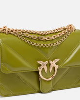 Τσάντα ώμου Mini Love Bag One από δέρμα και nappa με σχέδιο ζιγκ-ζαγκ και τριπλή αλυσίδα - Πράσινο | Pinko
