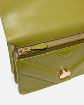 Mini Love Bag One shoulder bag in chevron leather and nappa with triple chain - Green | Pinko