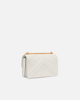 Τσάντα ώμου Mini Love Bag One από δέρμα και nappa με σχέδιο ζιγκ-ζαγκ και τριπλή αλυσίδα - Λευκό | Pinko