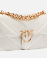 Τσάντα ώμου Mini Love Bag One από δέρμα και nappa με σχέδιο ζιγκ-ζαγκ και τριπλή αλυσίδα - Λευκό | Pinko